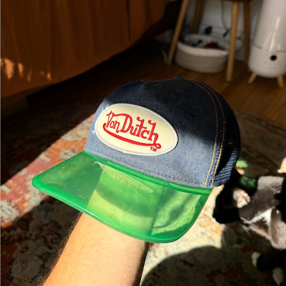 Von Dutch Denim Cap with Bright Green Translucent Visor